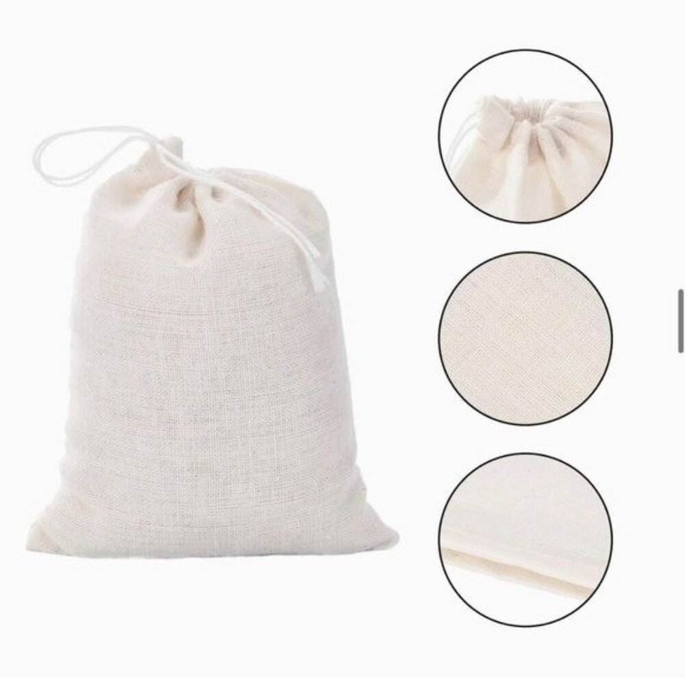 Small Cotton Drawstring Bag - 3in x 4in - 25 Count